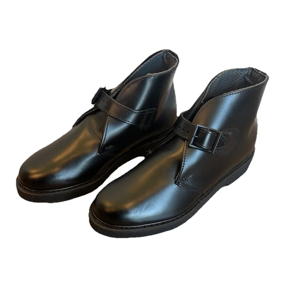 New Bates Lites MEN'S Black Buckle Leather Chukkas E00083 Size 7.5 D Boots